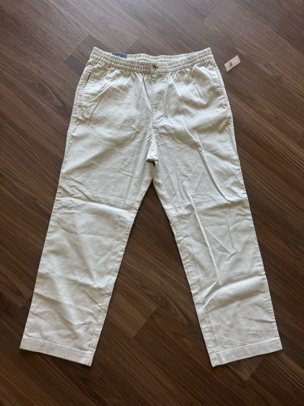 Men's Linen Casual Drawstring Pants in Light Beige